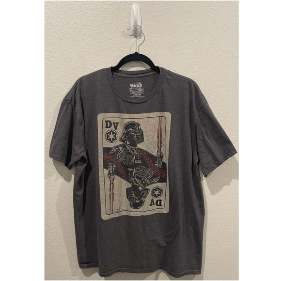 STAR WARS Darth Vader Player Card Grey Tee - Picture 1 of 3